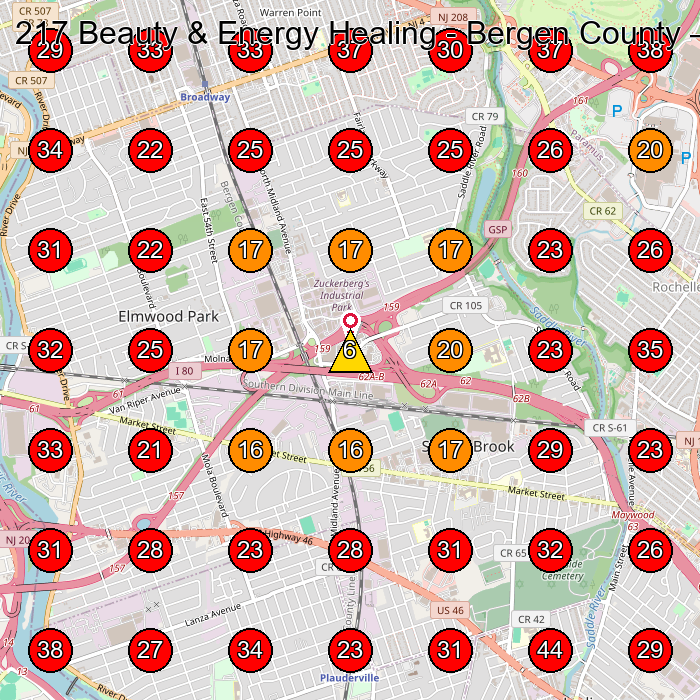 217 Beauty & Energy Healing - Bergen County GeoGrid visibility map for Beauty Salon in Clifton